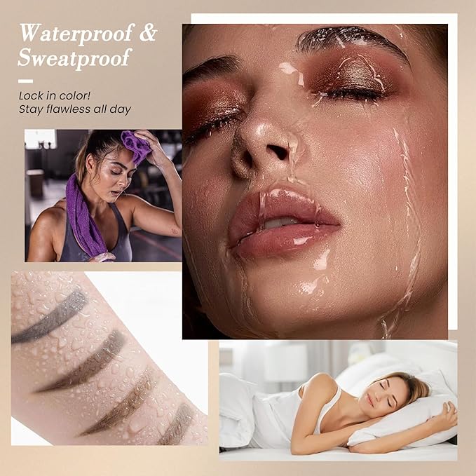 Tattoo Eyebrow Gel Easy Peel Off - Black Eye Brow Gel Eyebrow Dye Eyebrow Tattoo Peel Off, Natural Safe Brow Color for Women Sparse Brows, Easy Use Lasts 3 Days, Waterproof & Transfer-proof - 04