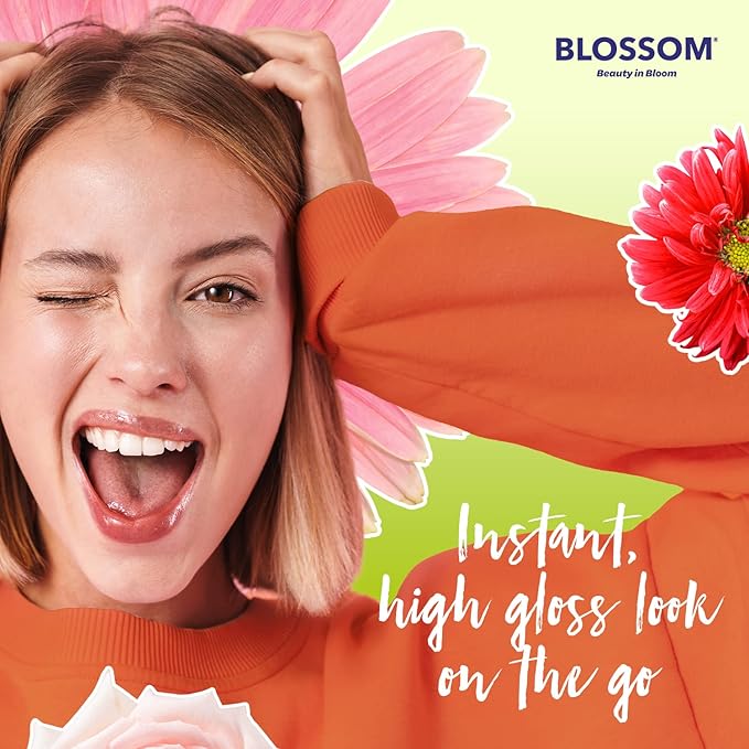 Blossom Moisturizing Lip Gloss Tubes, Roll on Perfume Oil, Natural Essential Oils, Scented pH Color Change Lip Balm with Real Flowers, 0.7 fl. oz/15mL, 3 Pack Gift Set, Cherry/Honey Jasmine/Turquoise