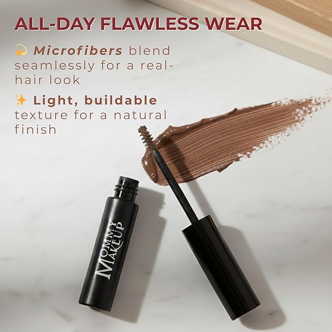 Brow Tint with Microfibers - 4-in-1 Tinted Eyebrow Gel to Groom, Hold, Sculpt & Color Your Brows, Covers Gray Hair - Water Resistant, Clump-Free, Long Lasting (Blonde) by Mommy Makeup