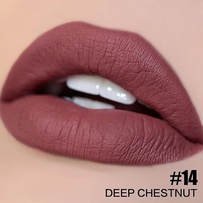 FOCALLURE Ultra Matte Liquid Lipstick,Longwear Rich Lip Colors,Easy to Create a Sexy Lips with High-grade Formula,Long Lasting Waterproof Lipstick Make Up,DEEP CHESTNUT