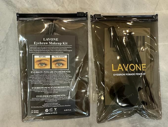 LAVONE Eyebrow Stamp Pencil Kit - Brow Stamp Trio with Waterproof Eyebrow Pencil, Eyeliner, Pomade, Dual-ended Brush - Soft Coffee