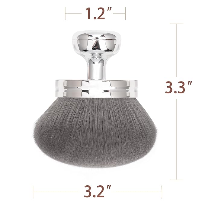 Blend & Blur Extra Large Body Makeup Brush for Self Tanner,Leg Makeup & Bronzer Self Tan Back Applicator, 3.2inch Wide Head Kabuki Brush For Application with Drawstring Bag (Silver)