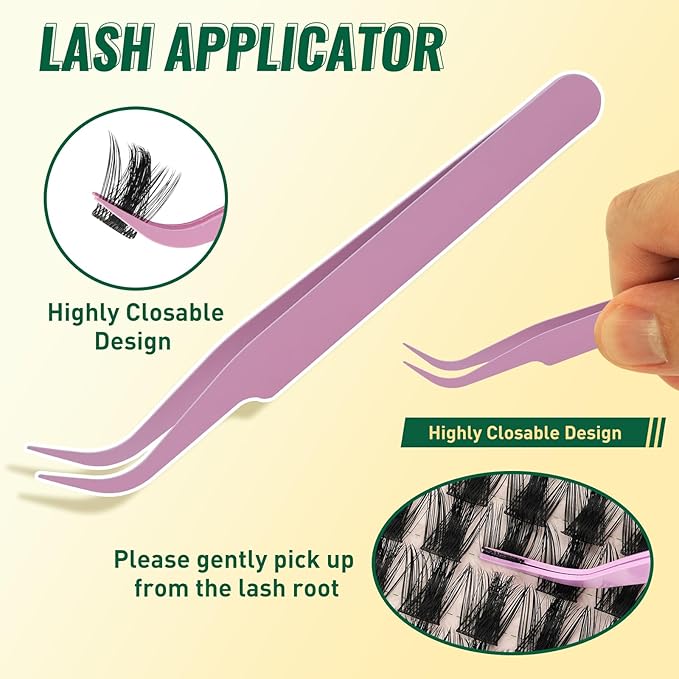 KEYYOULASH Lash Clusters Kit 120pcs 8-18MIX Lash Clusters Spiky Manga Lash Extension Kit with Lash Bond and Seal,Remover,Applicators for DIY Volume Eyelash Extension Kit at Home (KY09 Kit)