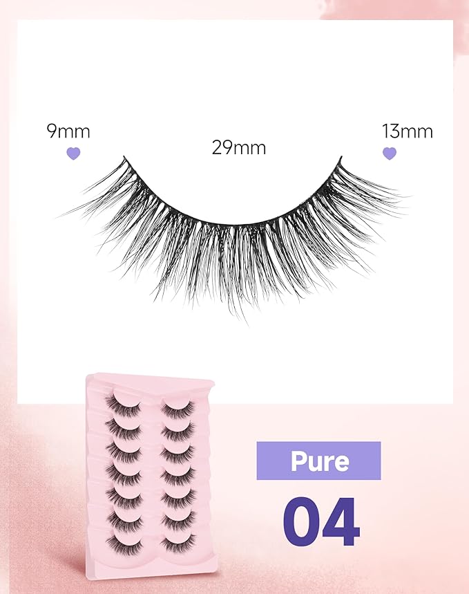Natural Look Wispy Lashes Mink False Eyelashes C Curl Strip Lashes Pure-04
