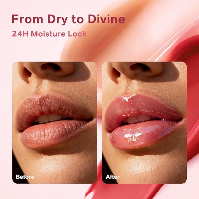 Color Nymph Tinted Lip Gloss Trio, Nourishing Lip Balm Set with Shea Butter & VE, Non-Sticky Intense Hydrating Lipgloss for Dry Lips, Sheer Tint | Vegan & Cruelty-free, #03 Watermelon, Vanilla & Mint