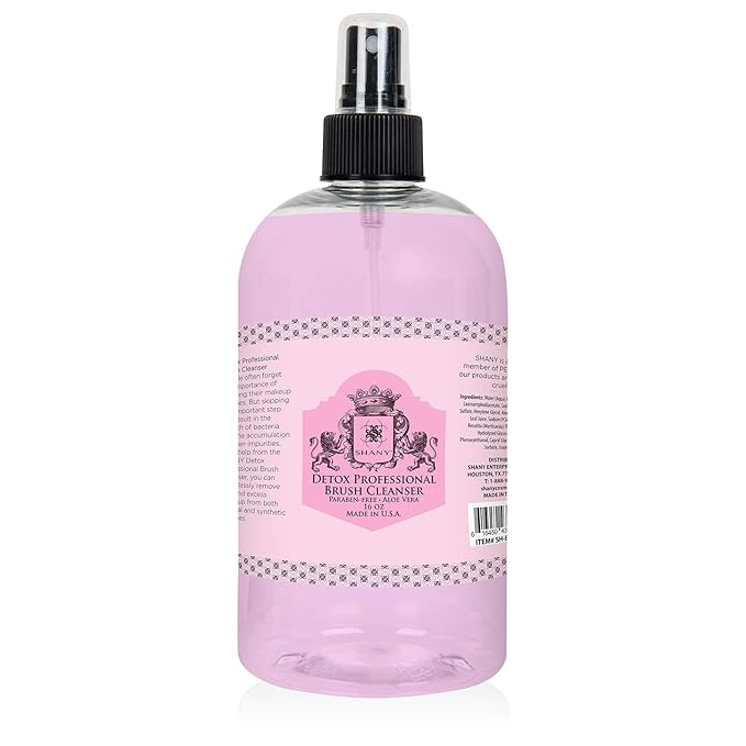 SHANY DETOX Professional Makeup Brush and Sponge Shampoo, Brush Cleanser, Removes dirt, Makeup from brushes and Sponges - Paraben Free, Vegan, Cruelty Free - Instant Dry - 16oz