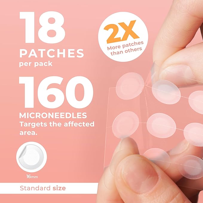 Micro Needle Pimple Patch (18 Pack) - Hydrocolloid Micropoint Pimple Patch For Acne & Pimples, Microdart Patch, Micro Dart Pimple Patches