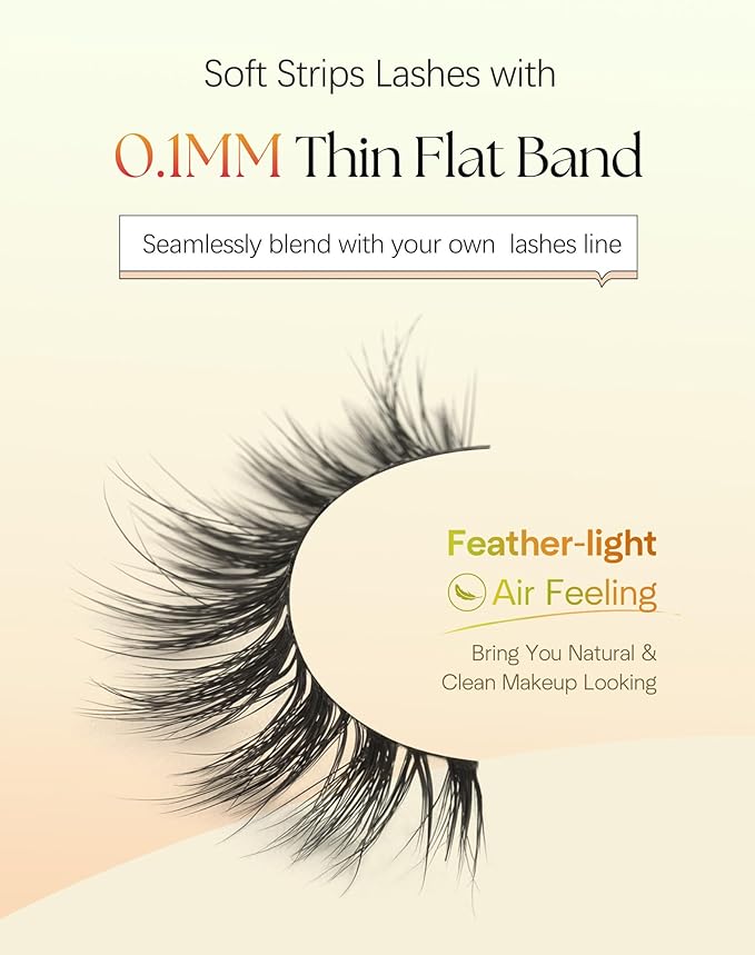 Wispy Lashes Cat Eye 15MM False Eyelashes Natural Look C Curl Natural Lash Strips Fake Eyelashes with 0.1MM Thin Band ChirpyLuna Cat Eyelash, 7 Pair