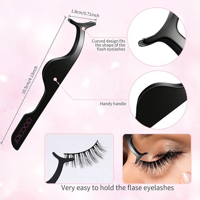Docolor Eyelash Curler Kit, 4 in 1 Lash Curler Kit, eyelash comb eyelash extension tweezers eyebrow brush and comb with 6 Extra Replacement Refill Pads Eyelash Applicator Makeup Tool