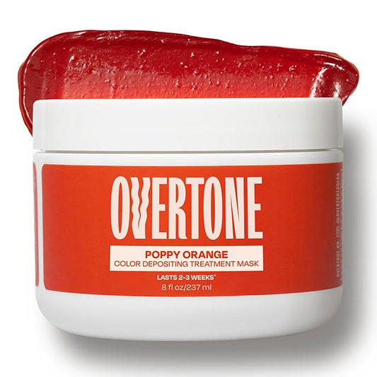 Overtone Semi Permanent Hair Color Conditioner, Poppy Orange, 8 oz, Nourishing, Damage-Free, Color Depositing Mask for All Hair Types with Shea Butter & Coconut Oil, Vegan & Cruelty-Free