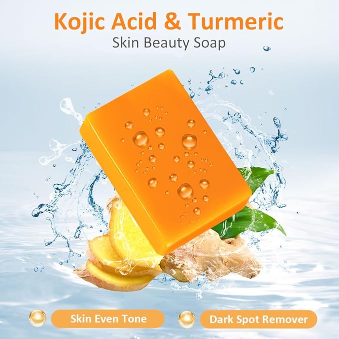 Kojic Acid Turmeric Soap Bar - Dark Spot Remover for Face Body, Even Skin Tone Moisturizing & Nourishing Natural Ingredients
