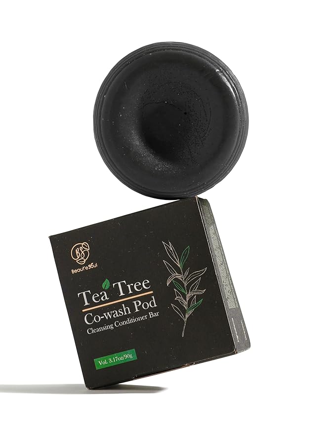 BEAUTE SEOUL Co-Wash Conditioner Bar for Curly Hair - Tea Tree & Charcoal Solid Cleanser for Dry Scalp, Buildup Removal & Moisture – Sulfate-Free, No Silicones, All Hair Types, 3.17oz