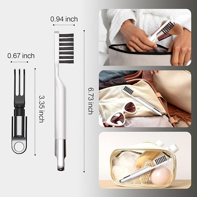 Hair Brush Comb Cleaning Tool Comb,2-in-1 Hair Brush Cleaner Tool, Portable Remover Rake for Removing Hair Dust, Home and Salon Use(White)