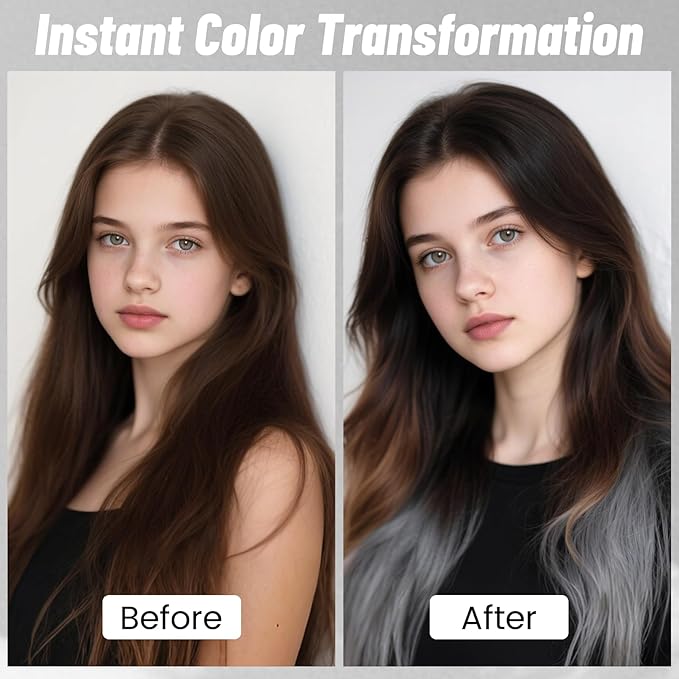 Silver Gray/Grey Hair Spray, Temporary Hair Color Spray for Women Men–Safe Non Sticky Washable One Day Hair Dye Spray, Disposable Accessories Included, for Halloween Cosplay Party Costume Pet Fun