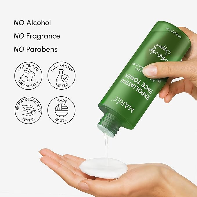 MAREE Exfoliating Toner with Salicylic Acid – AHA BHA Face Exfoliant & Pore Cleaner – BHA Liquid Exfoliant for Sebum & Dead Skin Care Remover – Face Exfoliator – Acido Salicilico Exfoliante Facial