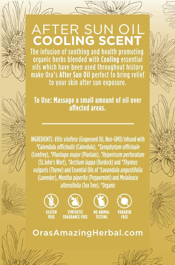 Ora's Amazing Herbal After Shave Oil For Women, After Sun and Dry Skin Moisturizer, Botanical Nourishing Herbs and Essential Oils, Razor Burn, Sunburn Relief, 7.5 oz with Pump