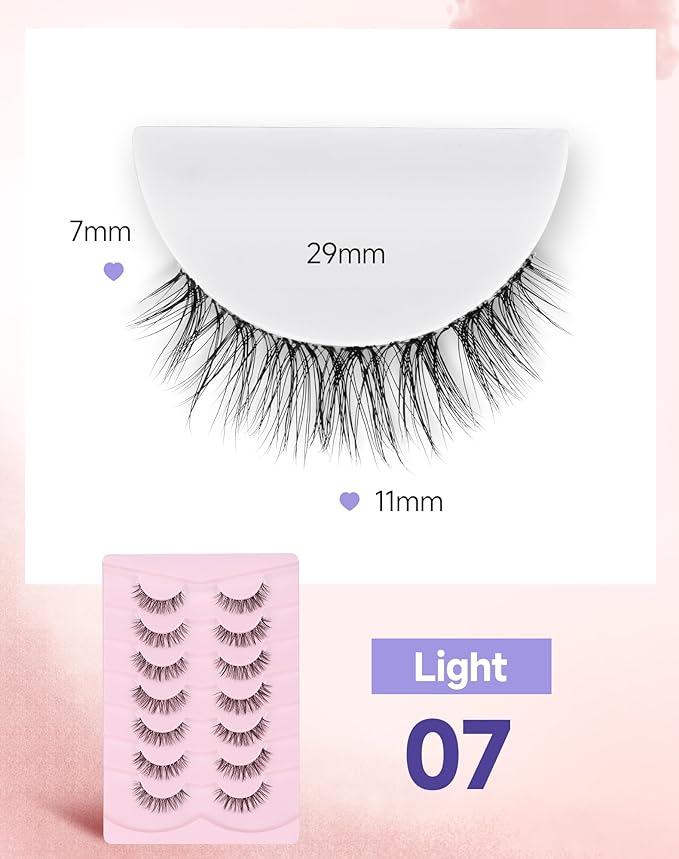 Wispy Lashes Natural False Lashes Natural Eyelashes Fake Eyelashes False Eyelashes Strip Lashes Wispy Eyelashes Clear Band Lashes Light-07
