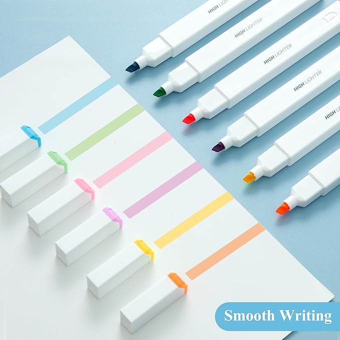 M&G 6 Pcs Aesthetic Cute Pastel Highlighters, Assorted Colors, No Bleed Bible Highlighters, Dry Quick With Soft Chisel Tip, Easy to Hold, for Journal, School Supplies, Office, Bible