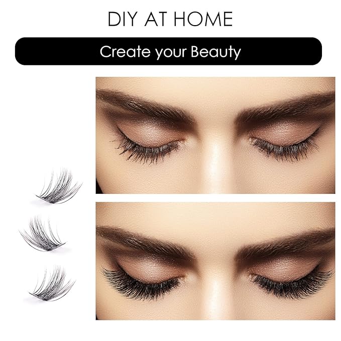 Cluster Lashes 72 Individual Lashes Clusters Eyelash Extensions False Eyelashes DIY Lash Extension Kit Reusable False Eyelashes Natural Look Mix 10-16mm C D-Curl-DM17