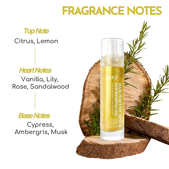 SLUJ Hair Perfume for Women - Hair Mist with Argan Oil & Gold Shimmer, Lightweight Hair Oil Spray for Dry Hair, Heat Protection Spray for Hair, Long Lasting Hair Scent