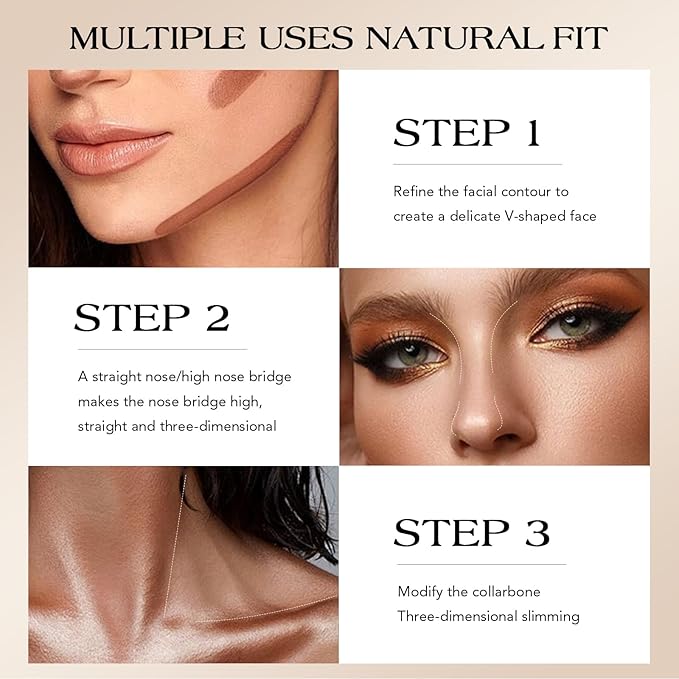 Nose Contour & Highlighting Stick with Brush - Umber | 2-in-1 Fine Tip Design for a Softly Sculpted, Lifted Look