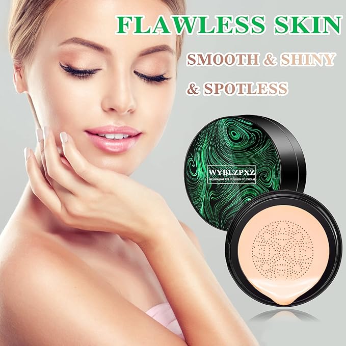Mushroom Head Air Cushion CC Cream BB Cream Cushion Foundation Moisturizing Full Coverage Foundation Concealer Lasting Foundation Makeup Tone Makeup Base Primer（Natural）