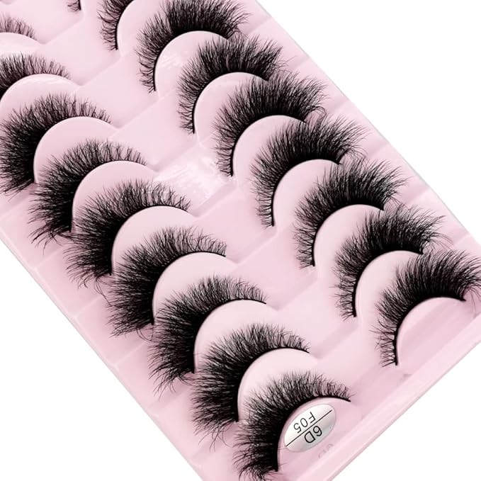 HBZGTLAD New 10 Pairs 3D Mink Lashes False Eyelashes Handmade Wispy Fluffy Long Lashes Natural Eye Makeup Tools Eye Lashes(6DF05)