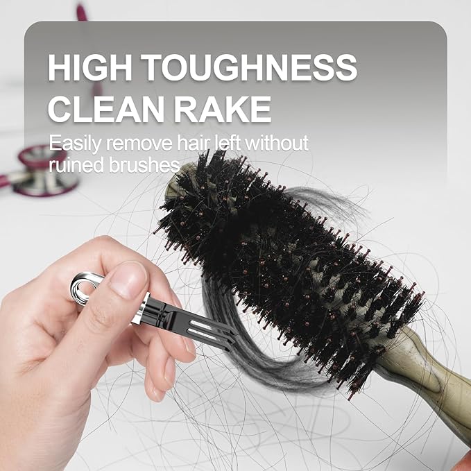 Hair Brush Comb Cleaning Tool Comb,2-in-1 Hair Brush Cleaner Tool, Portable Remover Rake for Removing Hair Dust, Home and Salon Use(White)