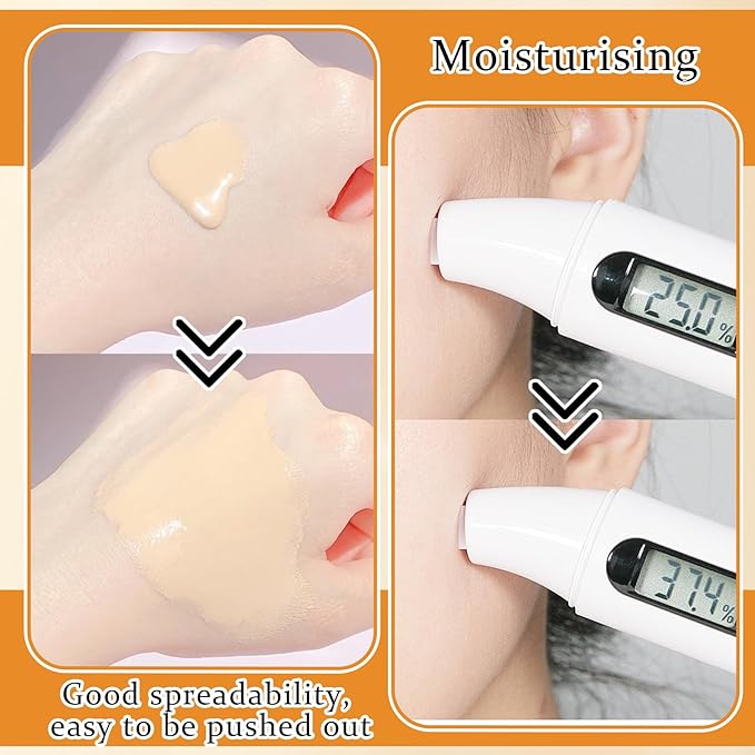 2Pcs Mushroom Head Air Cushion CC Cream Foundation Makeup,Moisturizing BB Cream Face Makeup Liquid Foundation,Long Lasting Full Coverage Concealer for All Skin Types（Natural）E
