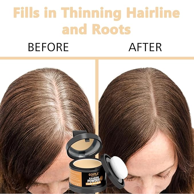 Root Cover Up Powder Hairline Powder for Women Root Touch Up Hair Color for Bald Spots, Eyebrows, Beard Line, Light-Blonde Hair Fibers for Thinning Hair Shadow Cover Up 2 Pack (Light Brown)