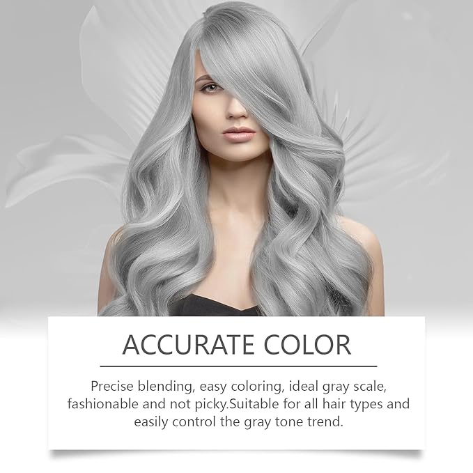 2-in-1 Natural Essence Extract Silver Hair Dye, Caremey No Bleaching SilverGrey & Smoke Grey Hair (1pcs)