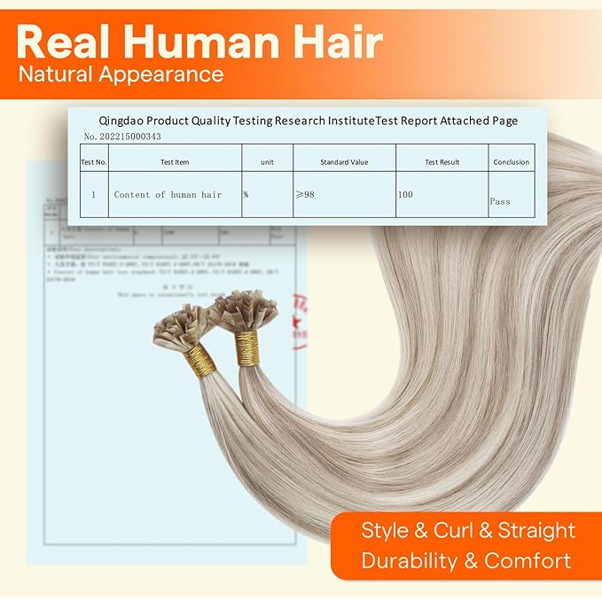 Full Shine K Tip Hair Extensions Real Human Hair Ash Blonde Highlight Bleach Blonde 14 Inch 50 Grams Ktip Human Hair Extensions Fusion Extensions Human Hair