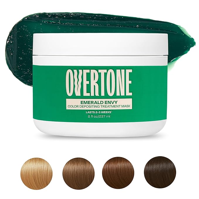 Overtone Color Depositing Semi-Permanent Hair Dye Conditioner - 8 oz For Natural & Color-Treated Hair, Moisturizing Shea Butter & Coconut Oil - Vegan & Cruelty-Free, Emerald Envy
