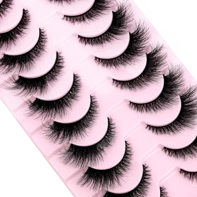 HBZGTLAD New 10 Pairs 3D Mink Lashes False Eyelashes Handmade Wispy Fluffy Long Lashes Natural Eye Makeup Tools Eye Lashes(6DF03)
