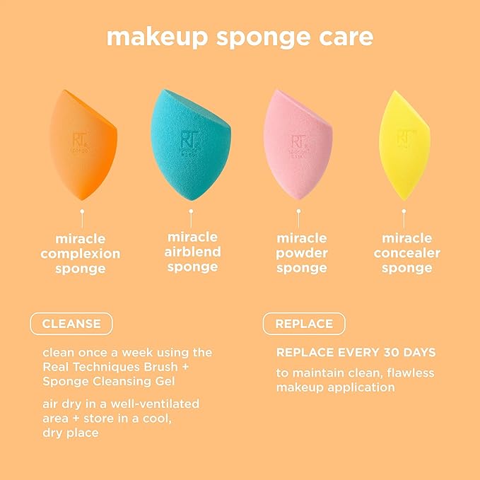 Real Techniques 8 Piece Level Up Brush And Sponge Set, Makeup Brushes For Eyeshadow, Foundation, Blush, & Bronzer, Makeup Blending Sponge, Synthetic Bristles, Stocking Stuffer, Cruelty-Free