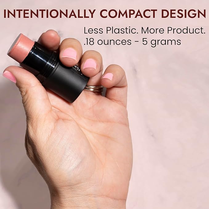 BaeBlu - Organic Blush Tube, Chardonnay - 100% Natural Vegan Cream Blush Sticks, Multi-Use Bronzer, & Highlighter for Lips, Cheeks & Eyes, Buildable Shimmer, Gluten-Free, Paraben-Free, Made in USA