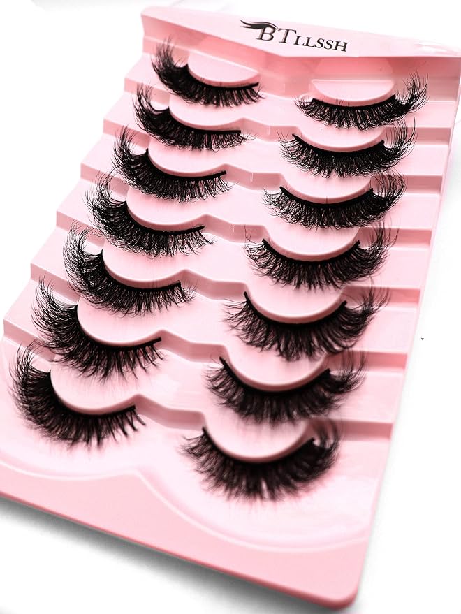 False Eyelashes Russian Strip Lashes Fluffy Fake Eyelashes Extension D Curl Wispy Handmade Soft Reusable 14 Pairs Lashes Pack