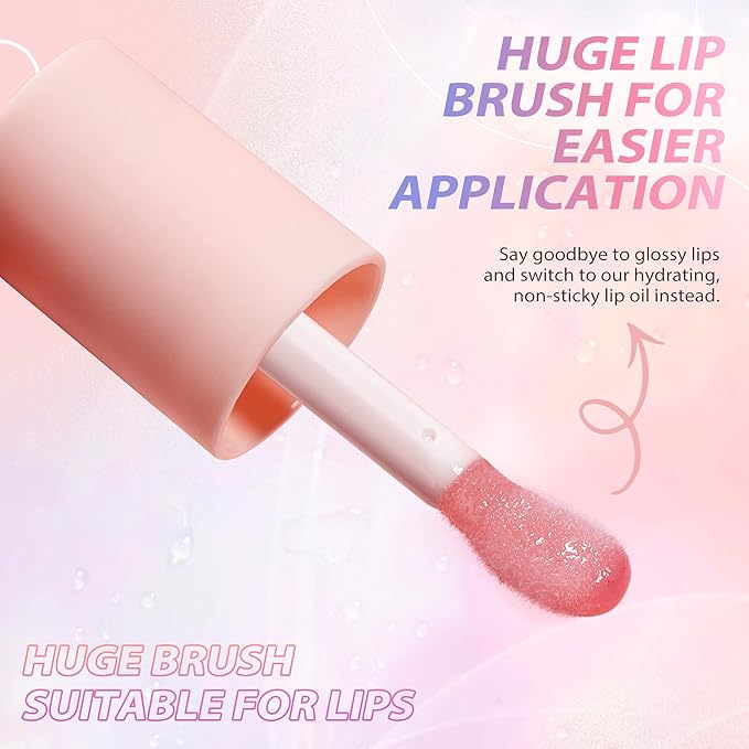 LANGMANNI Moisturizing Lip Oil,No-Sticky Lip Gloss Lip Balm Lip Care,Fruit Flavoured Lip Oil For Dry Lip's Moisturizing Hydrating And Nourishing ((Raspberry+Coco))