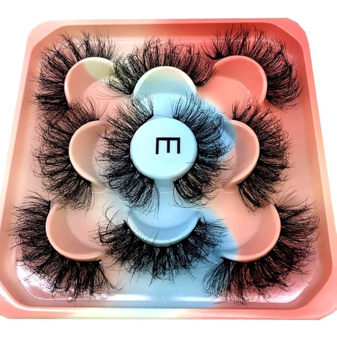 HBZGTLAD new 5 Pairs 25 mm 3d Mink Lashes Bulk Faux with Custom Natural Mink Lashes Pack Short Wholesales Natural False Eyelashes (E)