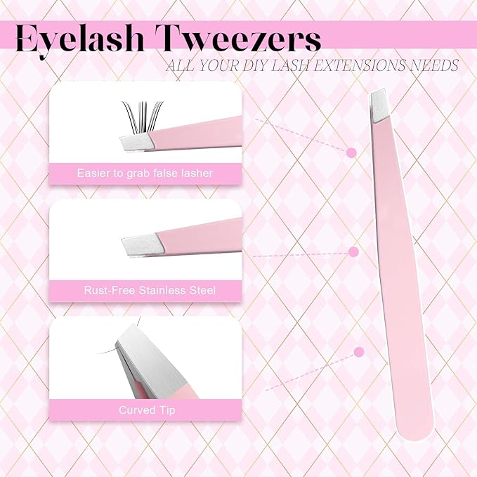 FADLASH DIY Lash Extension Kit Individual Lashes Cluster D Curl Eyelash Extension Kit with Lash Bond and Seal and Lash Applicator Tool for Self Application at Home (10D+20D-0.07D-8-16MIX KIT)
