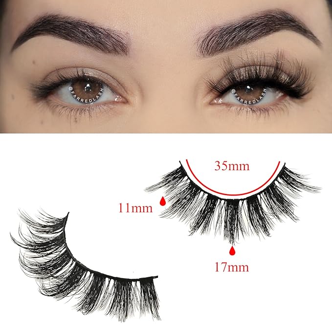FARRED Fluffy Lashes Natural Eyelashes Short Wispy Eye Lash Strips 10 Pairs Separated Volume Eyelash Pack 16mm Dramatic Wispies Fake Strip Lashes Clusters Cat Eye Pestañas Spiky Look