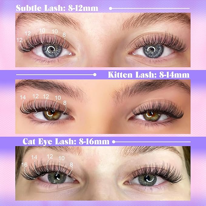Yawamica Natural Self Adhesive Lash Clusters 10-16mm Reusable Press On Lashes No Glue Needed Eyelash Clusters Invisible Clear Band Pre Glued Cluster Lashes for Effortless Salon Eyelash Extension Look