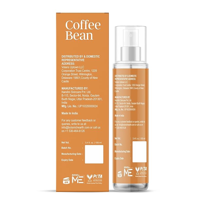 Botanic Hearth Coffee Bean Hair Perfume & Body Perfume Mist with Hyaluronic Acid – Alcohol-Free Body Spray for Long Lasting Fragrance & Hydration – Refreshing Coffee Scent, 3.4 fl oz / 100 ml