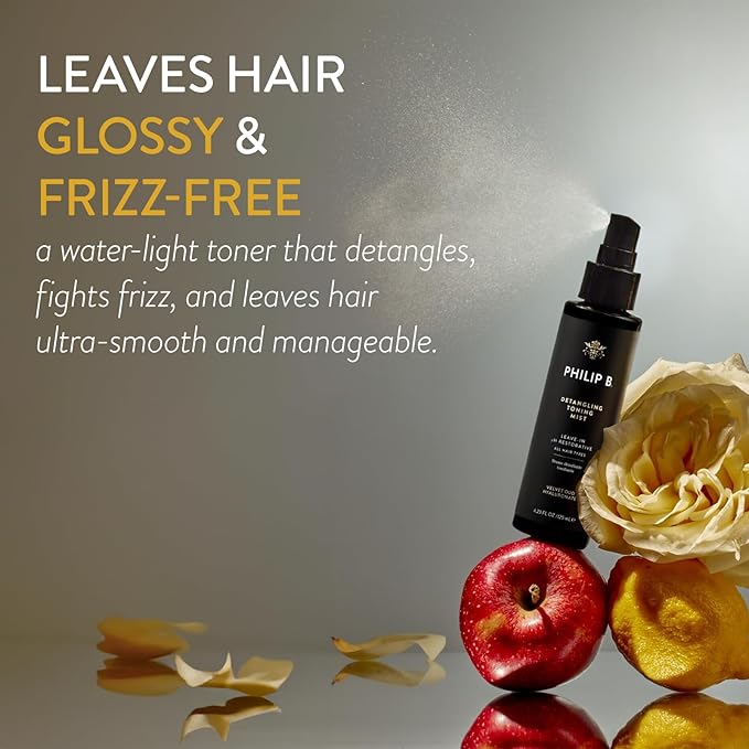 PHILIP B Detangling Toning Mist with Velvet Oud, 4.23 fl. oz. (125 ml) - Leave-In pH Restorative Daily Detangling Mist, Leaves Hair Glossy & Frizz-Free