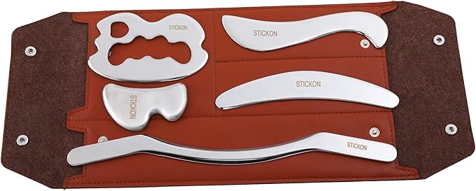 STICKON Stainless Steel Gua Sha Muscle Scraper Tools Set, Gua Sha Massage Scraper Tools for Physical Therapy, Scraping Massage Tools IASTM Tools - Relieve Muscle Pain and Tension(STICKON-39)