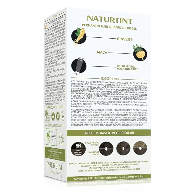 Naturtint Mens Permanent Hair Color for Hair Beard and Mustache (5N Light Chestnut Brown)