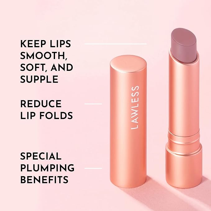LAWLESS Women's Forget the Filler Lip Plumping Line Smoothing Tinted Balm, Whisper, Pink, 0.09 Ounce