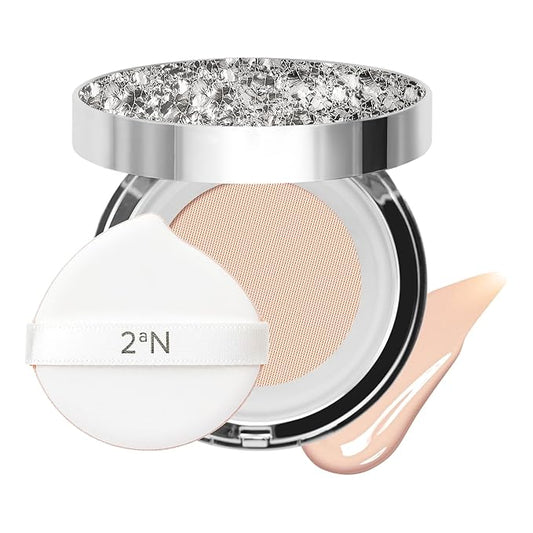 2aN Gleaming Tension Cushion Foundation Pact, Korean Cushion Foundation Makeup, Lightweight & Buildable Coverage with Ceramides and Centella Asiatica (#21 Light Beige, 0.45 oz)