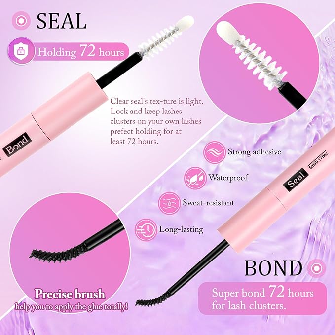 3 Styles Lashes Cluster Kit 720Pcs Eyelash Extensions Kit 40P+60P+80P Bulk Pack D Curl Volume False Eyelashes DIY Individual Wispy Fake Eye Lashes Combo Packs with Bond&Seal |Tweezers | Removers
