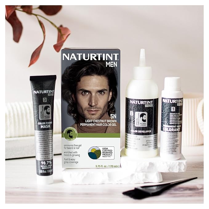 Naturtint Mens Permanent Hair Color for Hair Beard and Mustache (5N Light Chestnut Brown)